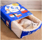 Covered Pet House Bed with Plush Interior – 2 Sizes, 2 Colors