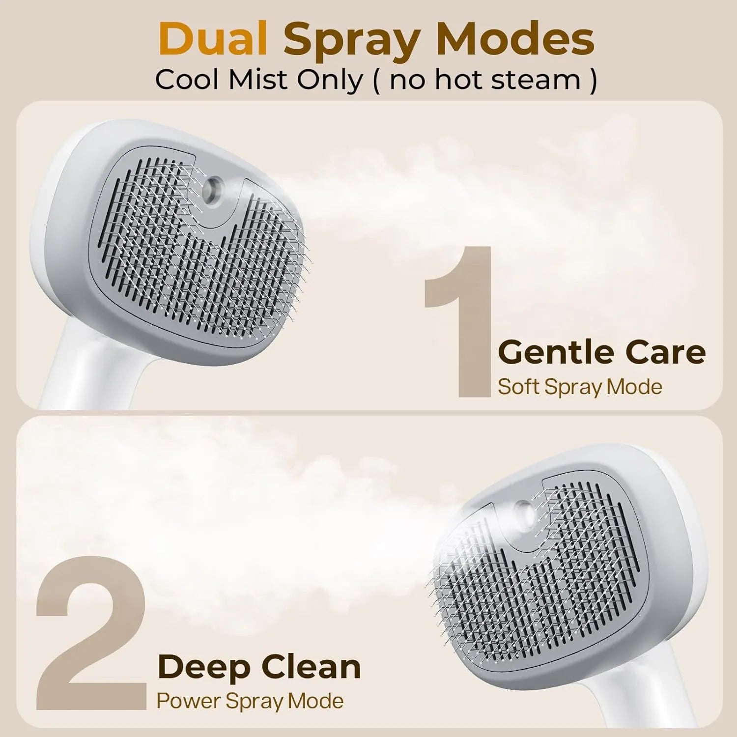 Rechargeable Cool-Mist Self-Cleaning Pet Brush – 2 Colors