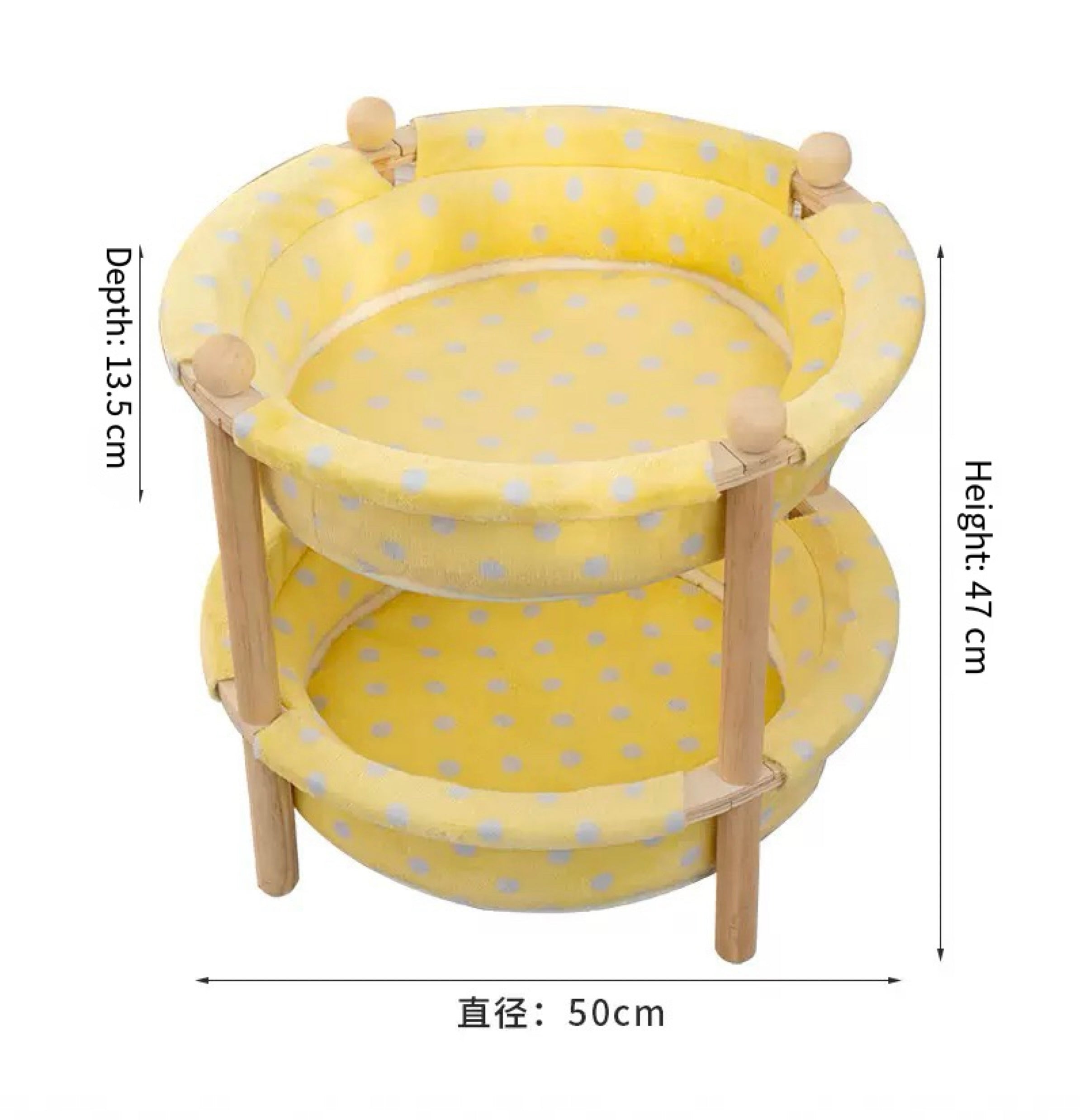 2-Layer Pine Wood Cat Hammock Bed with Washable Covers