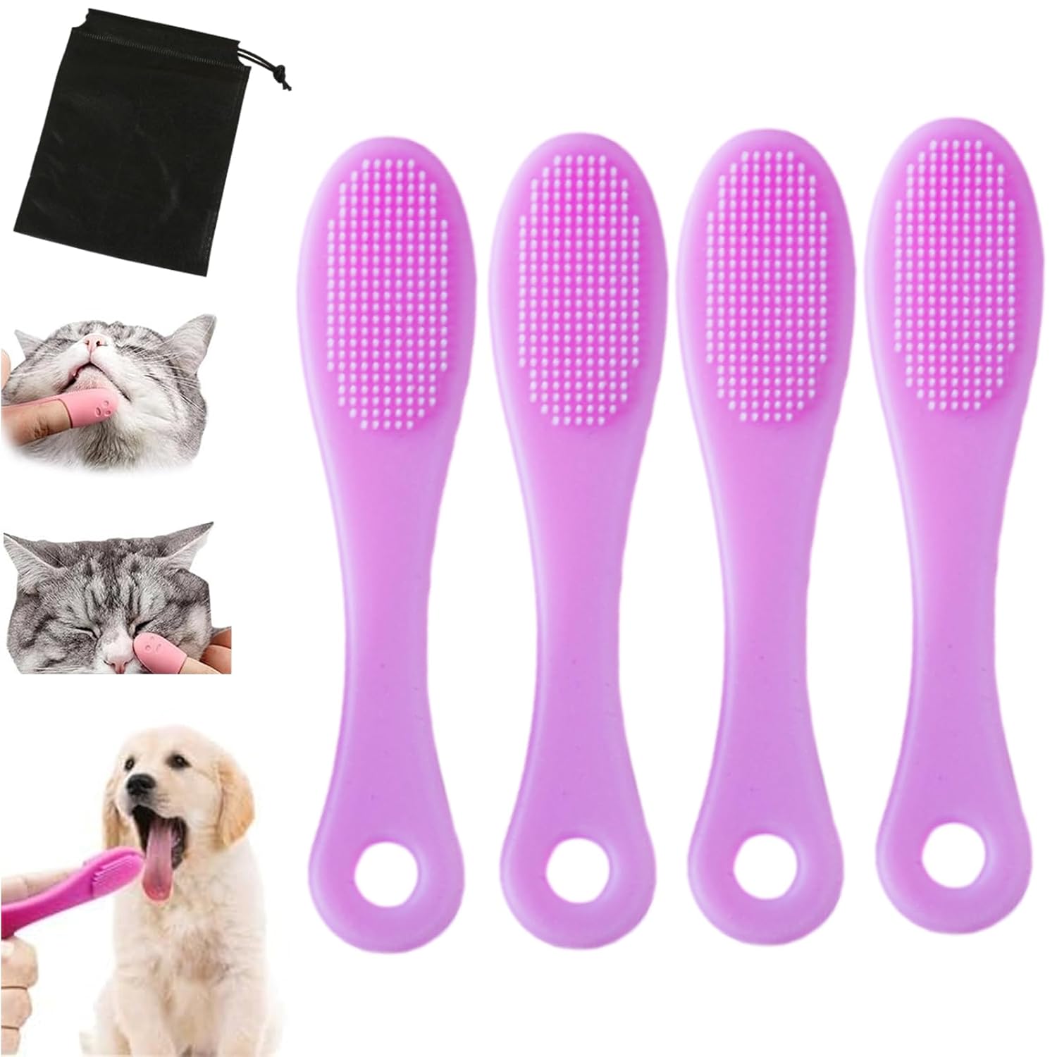 Silicone Pet Chin and Facial Cleaning Brush – Single or Multi-Pack