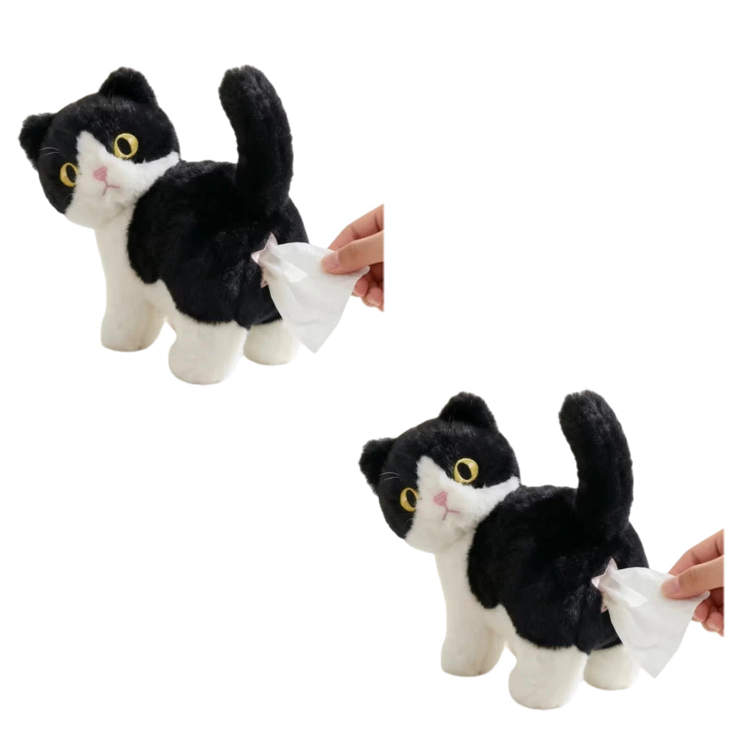 Plush Black Cat Tissue Box Dispenser – 1 or 2 Pack