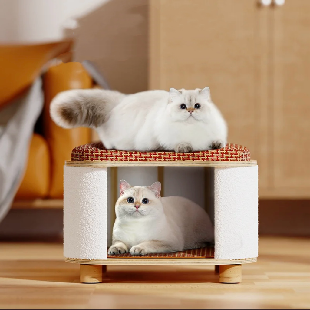 Two-Level Cat Nest Stool with Scratching Posts