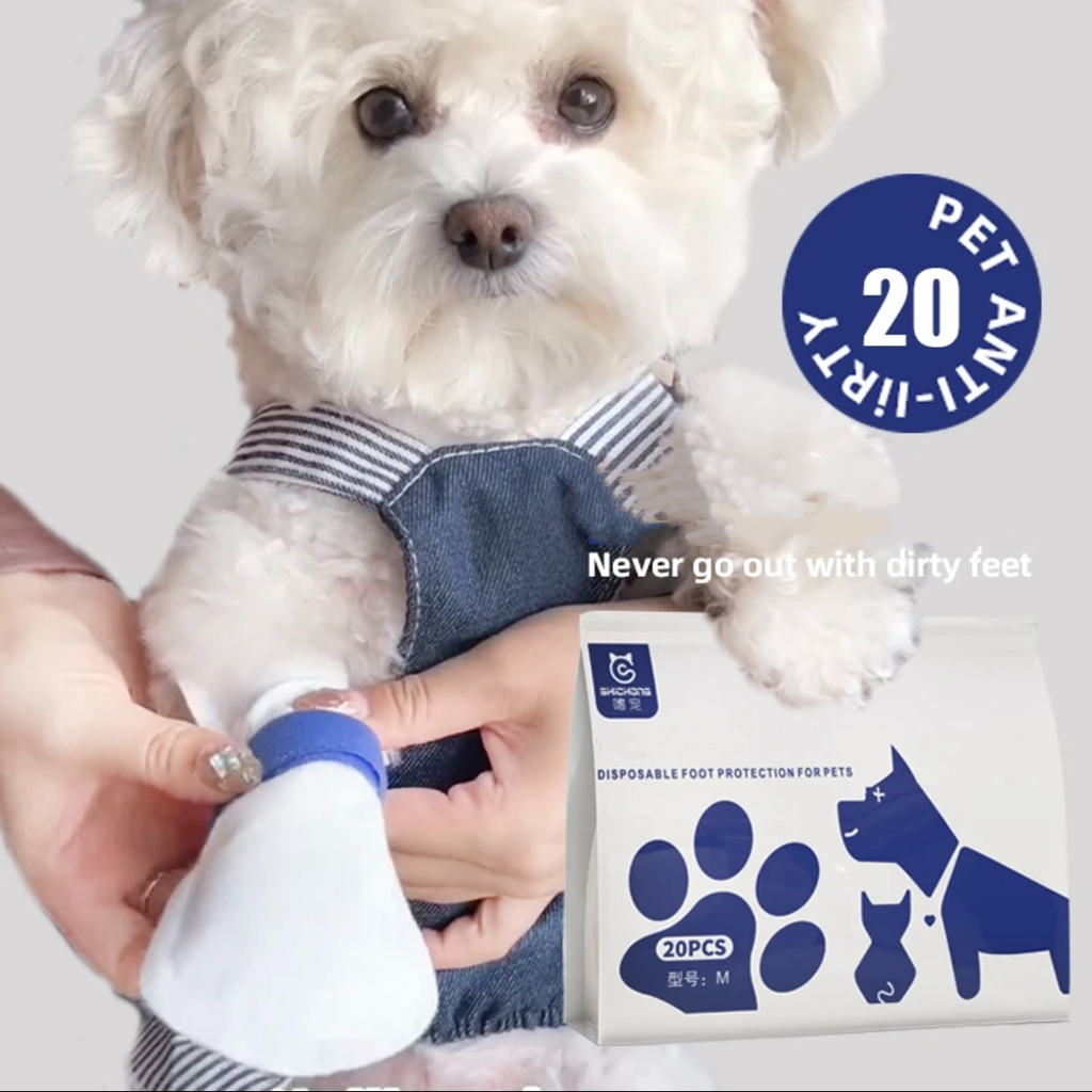 Disposable Pet Paw Covers – 20 Pack, 2 Styles, 3 Sizes