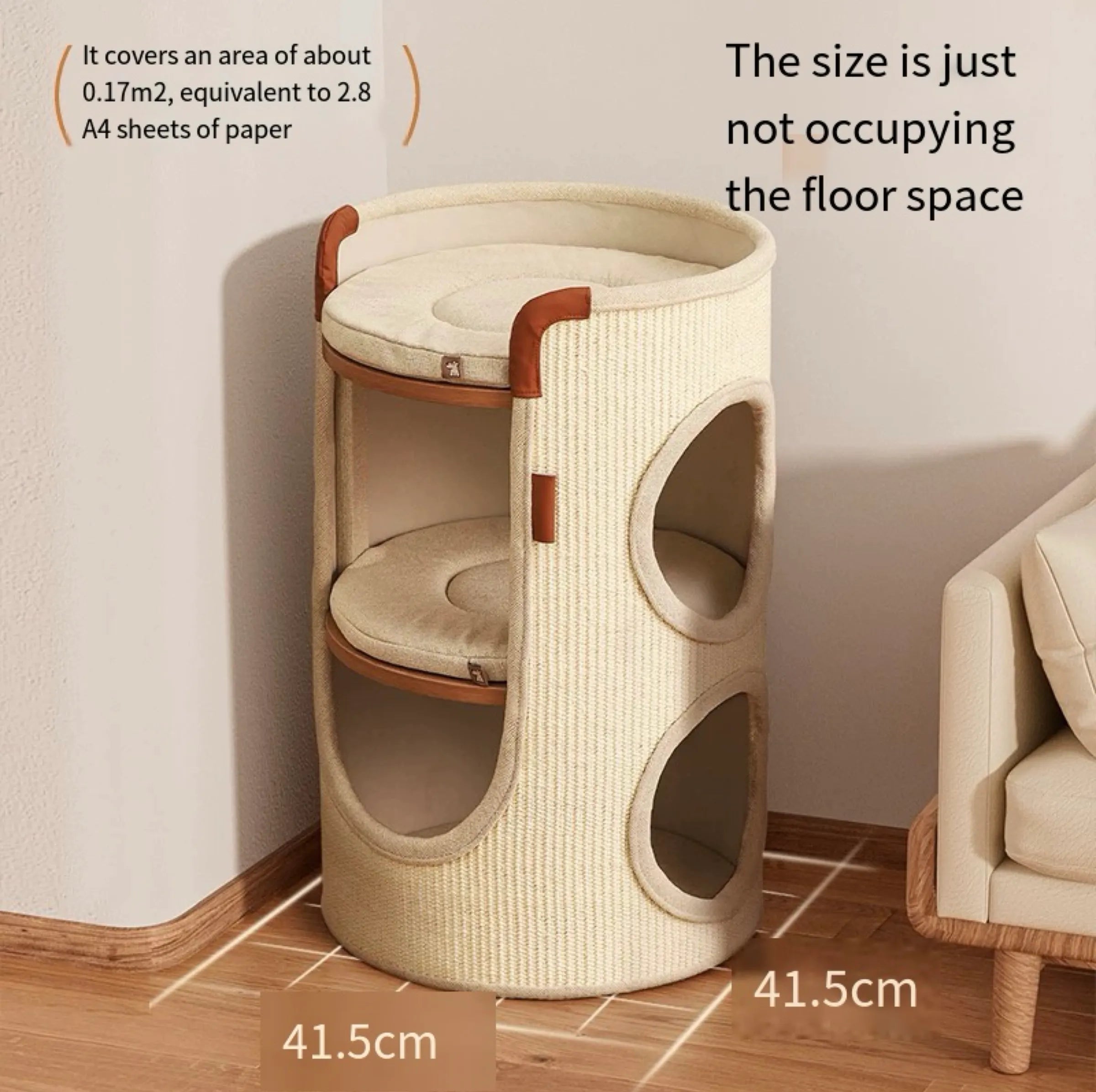 Two-Level Sisal Cat Scratcher Bed with Round Lounges