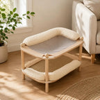 Rectangular Wooden Cat Bed with Cooling or Hemp Mat