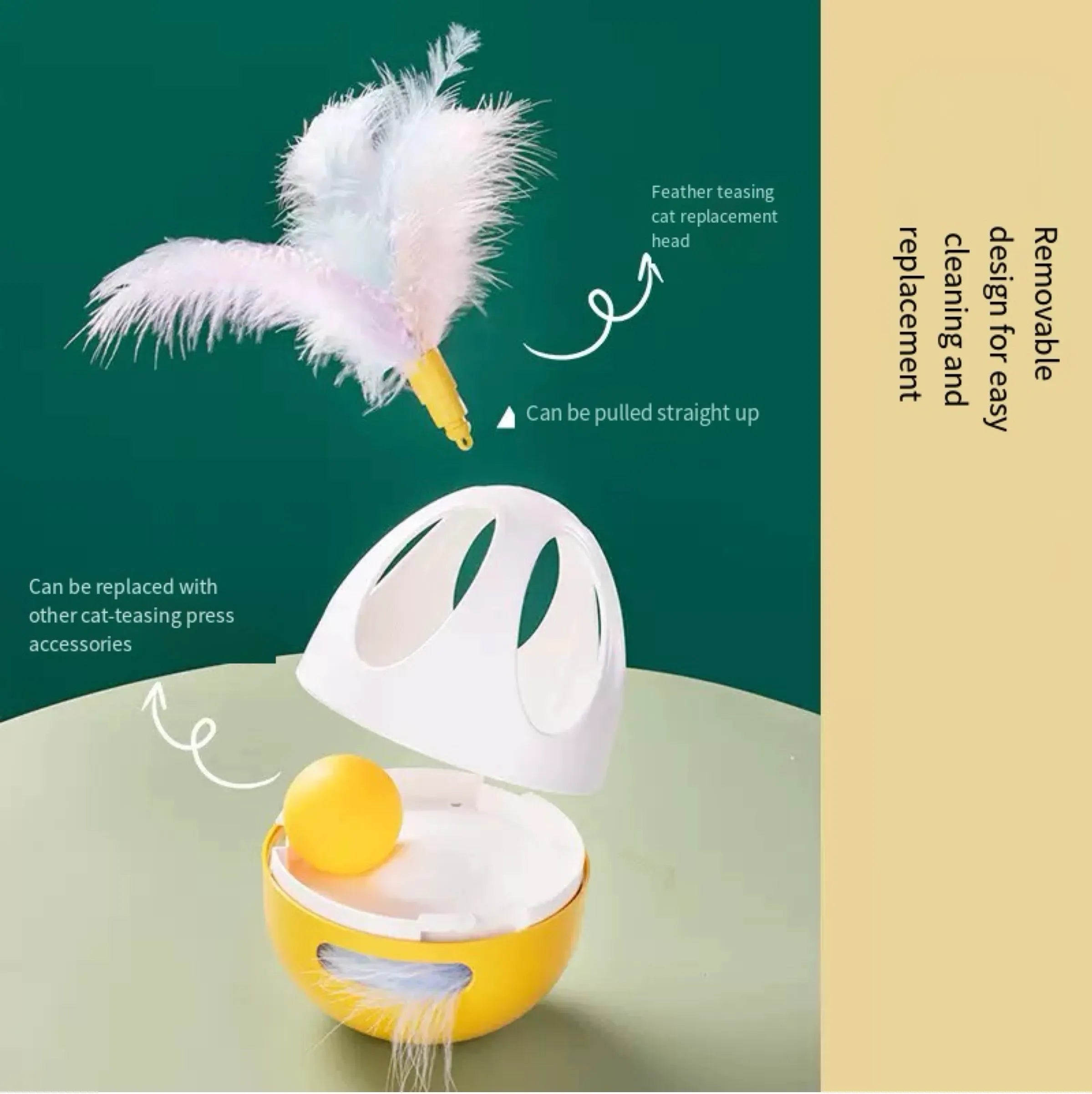 Tumbler Cat Toy with Feather & Rolling Ball – 2 Colors