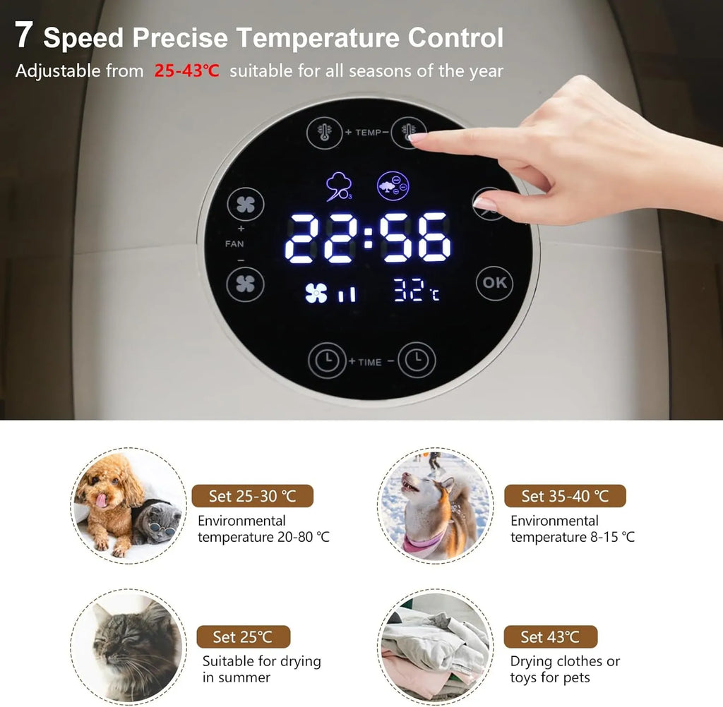60L Automatic Pet Dryer Box with 8 Fans & 4 Speeds