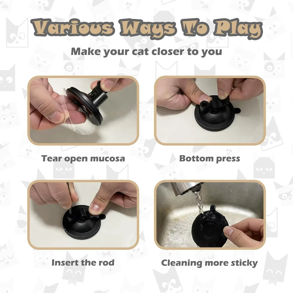Suction Base Feather Wand Cat Toy – 5 Colors