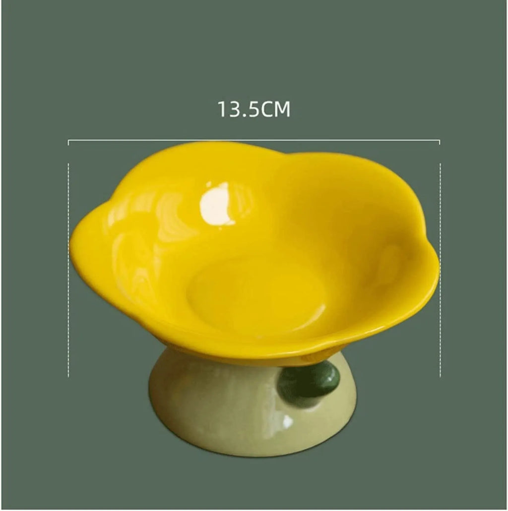 Flower-Shaped Raised Ceramic Cat Bowl – 150 ml