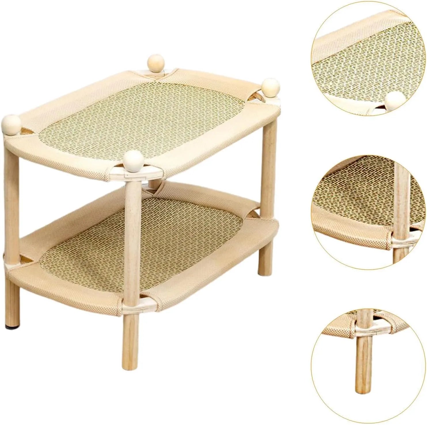Double-Tier Wooden Cat Hammock Bed