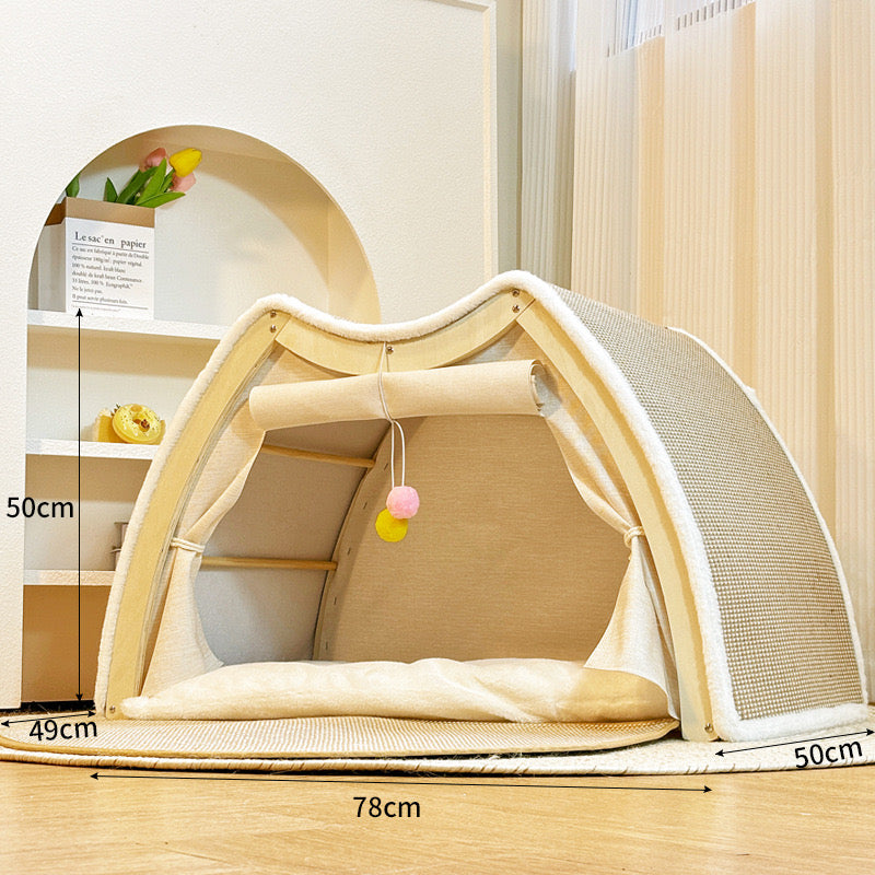 Modular Wooden Cat Scratcher House & Pads – L or XL