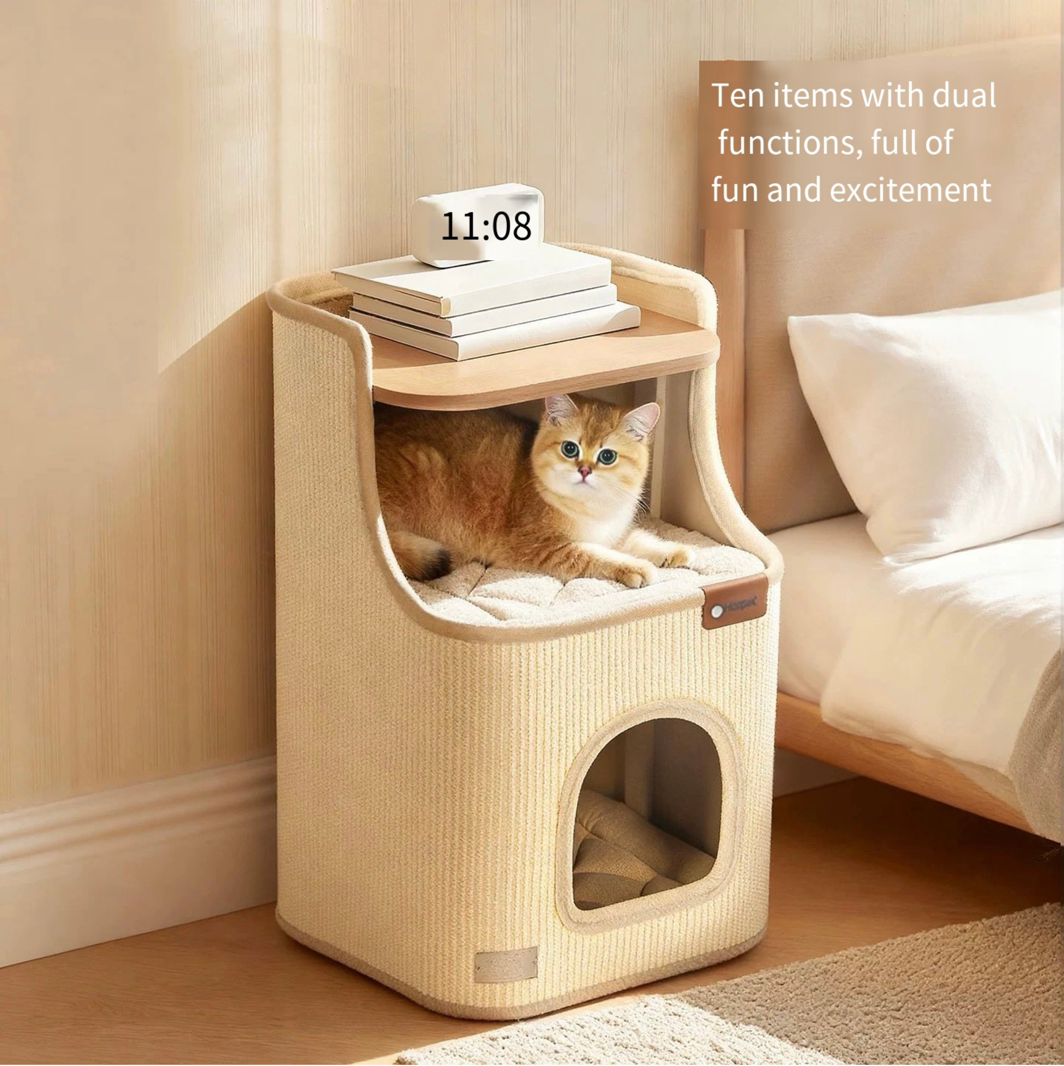 2-in-1 Sisal Cat House and Bedside Table