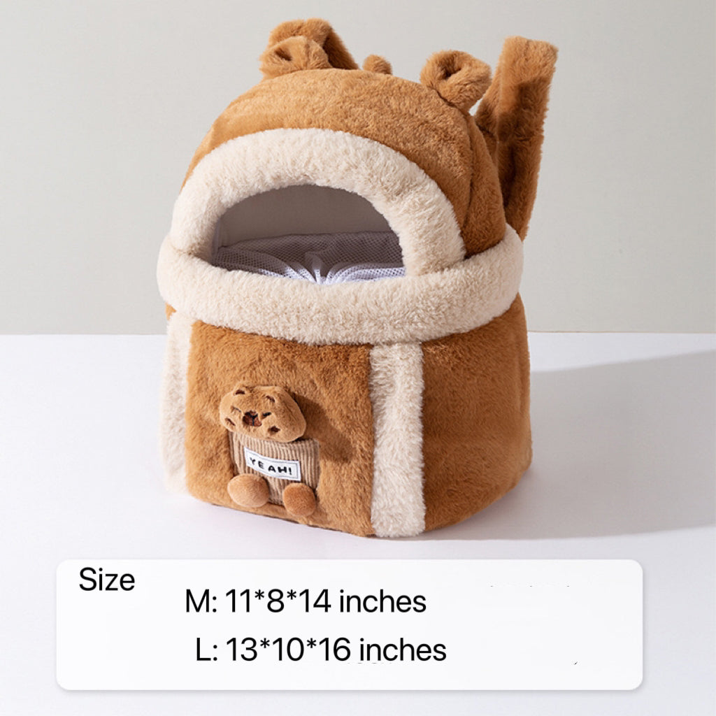 Plush Winter Pet Carrier Backpack – 6 Styles, 2 Sizes