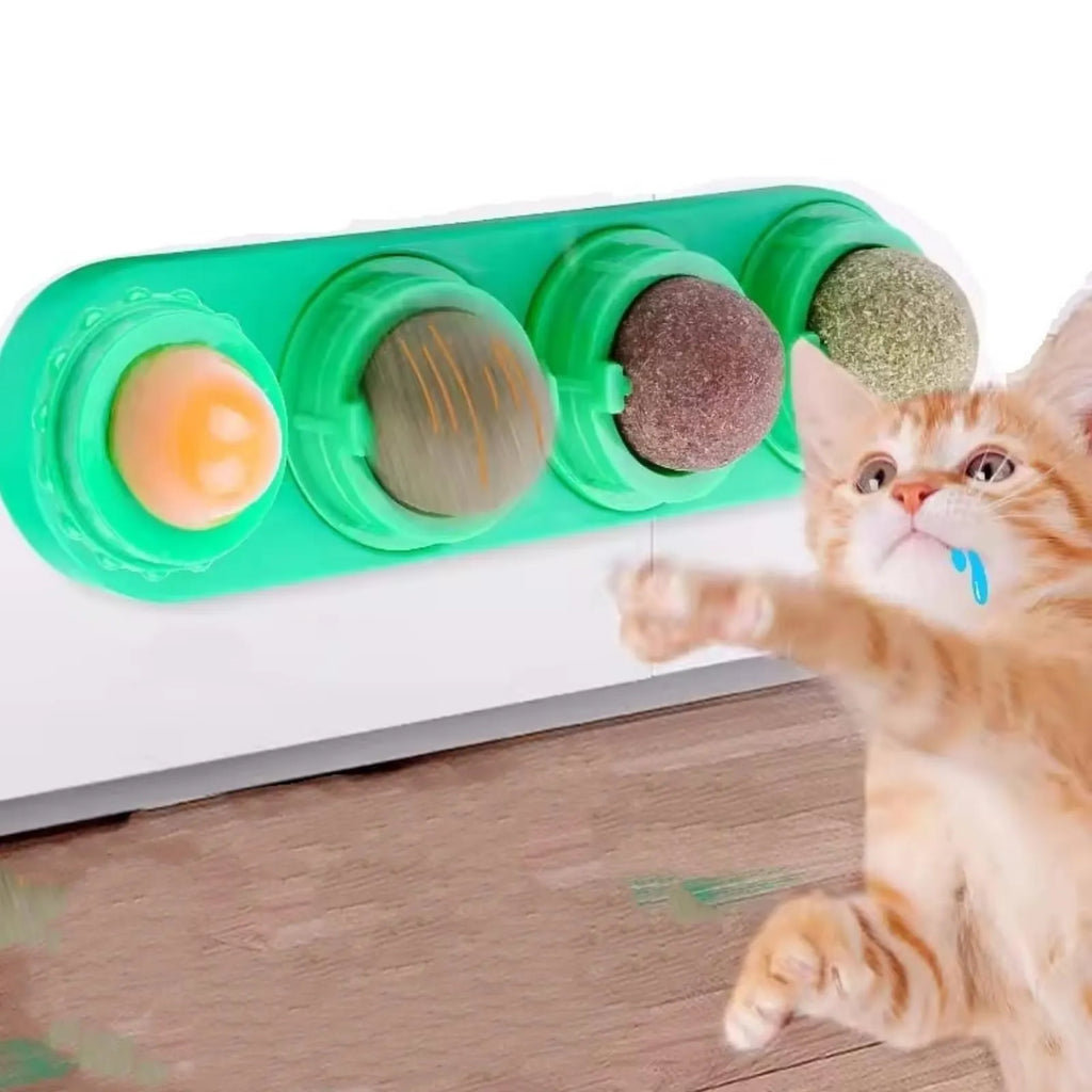 Wall-Mounted 360° Rotating Catnip Ball – 1 or 3 Pack
