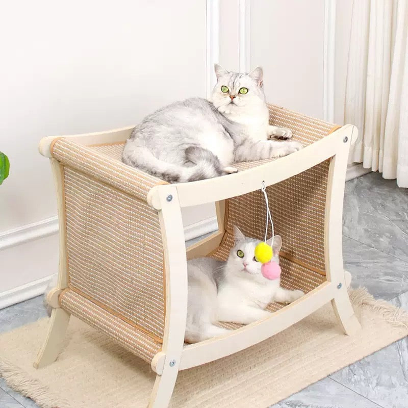 Double-Tier Cat Hammock & Scratcher with Hanging Toys – 2 Styles