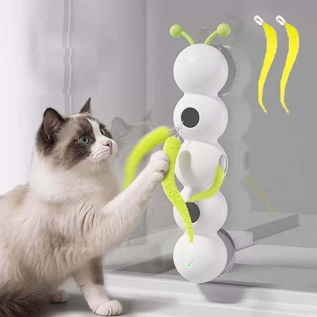 Automatic Wiggling Worm Cat Toy with Feather – 1 or 2 Set