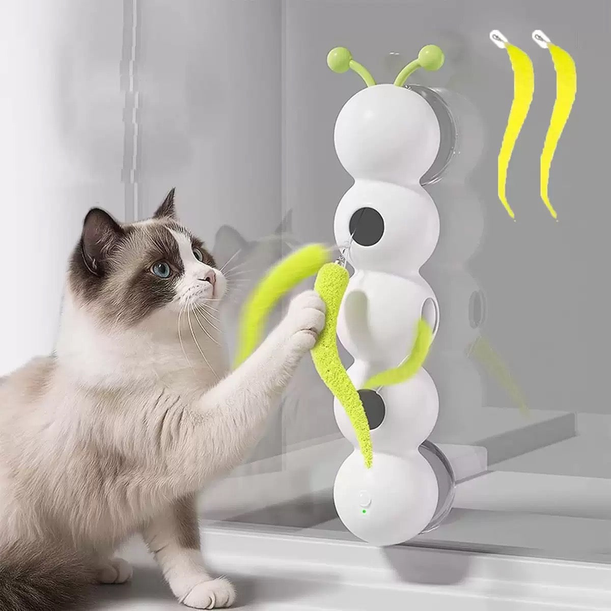 Automatic Wiggling Worm Cat Toy with Feather – 1 or 2 Set