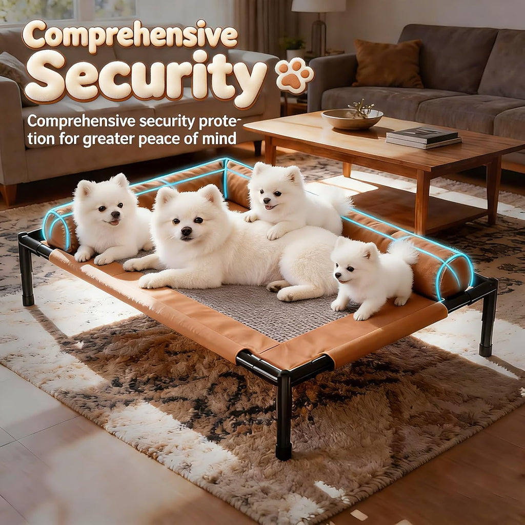 Elevated Pet Bed with Padded Safety Bolsters – 3 Styles