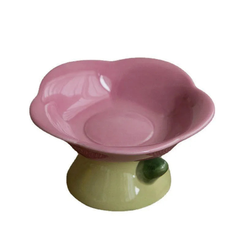 Flower-Shaped Raised Ceramic Cat Bowl – 150 ml