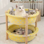 2-Layer Pine Wood Cat Hammock Bed with Washable Covers