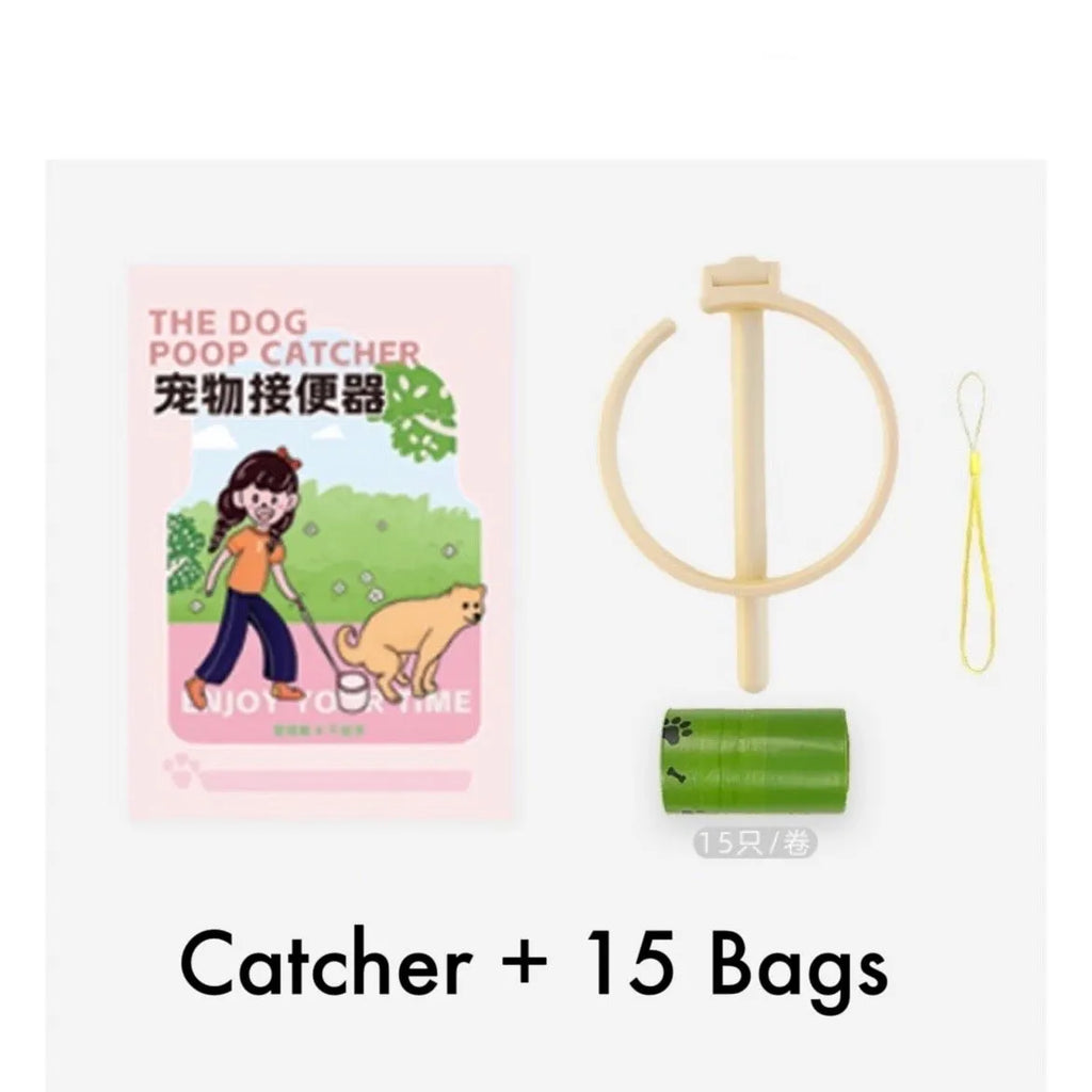 Long-Handle Dog Waste Catcher with Drawstring Bags