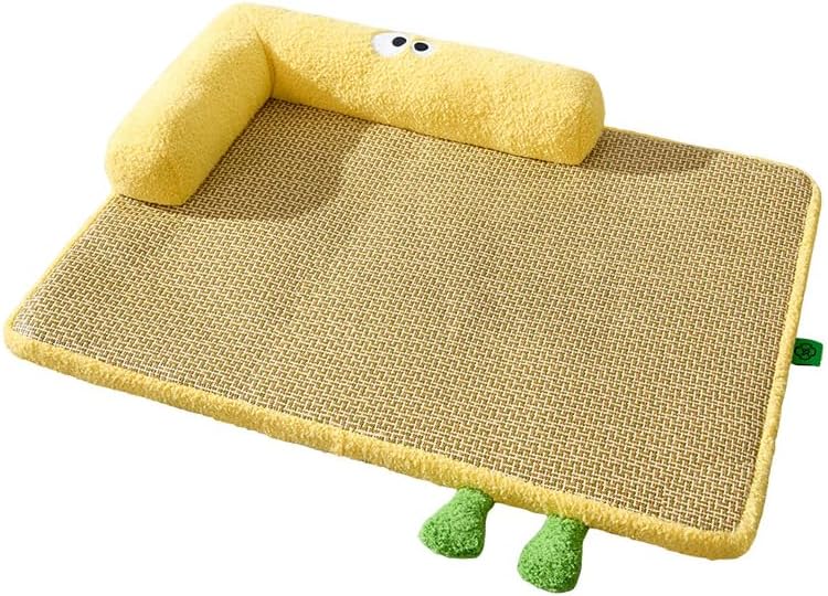 Rattan-Weave Pet Mat with Plush Bolster – 3 Sizes