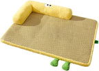 Rattan-Weave Pet Mat with Plush Bolster – 3 Sizes