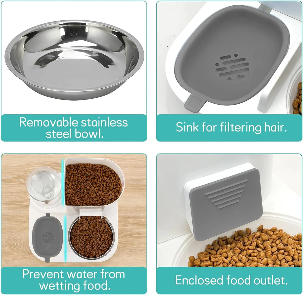 2-in-1 Detachable Cat Feeder & Automatic Water Dispenser
