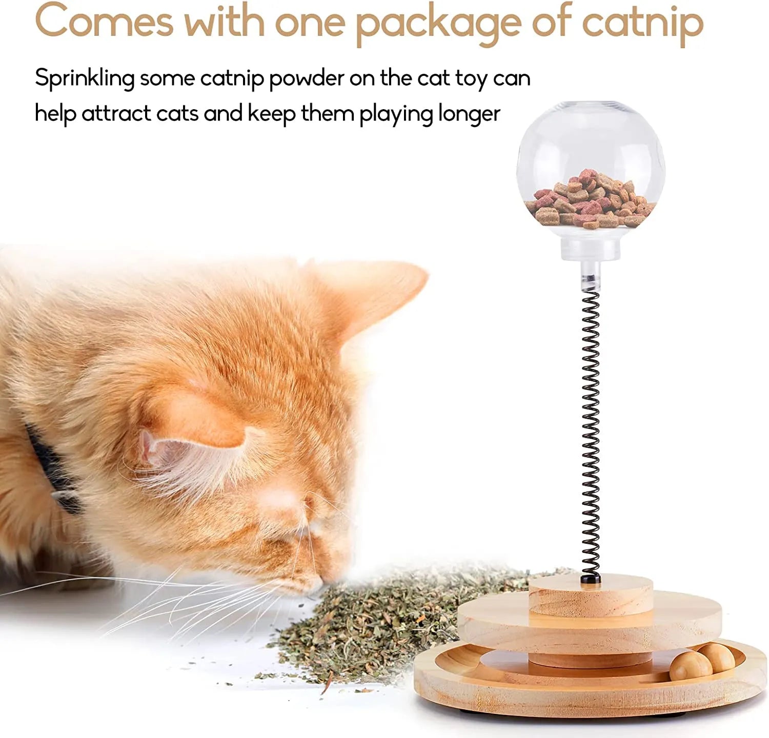 Spring-Mounted Interactive Cat Treat Dispenser Toy