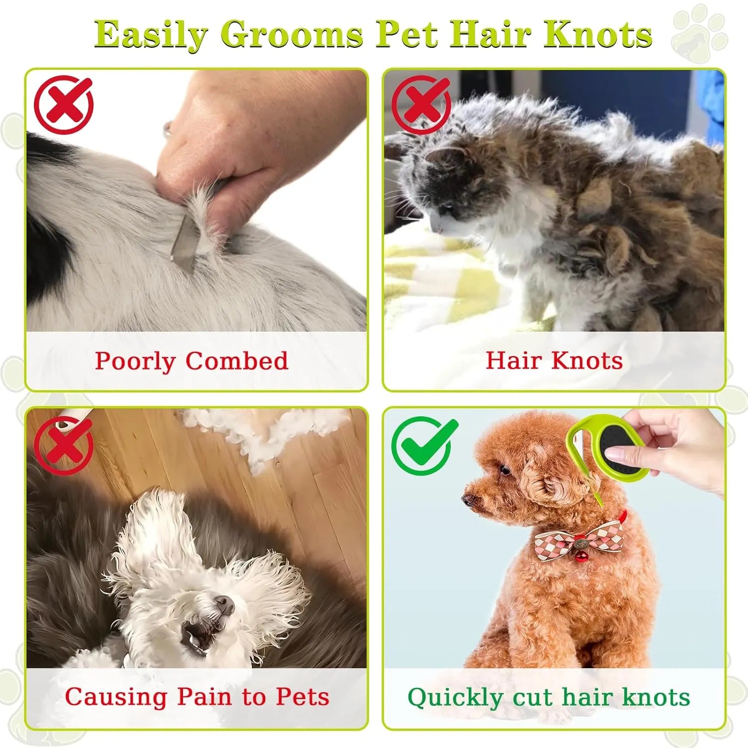 Concealed-Blade Pet Dematting and Knot Cutter – 4 Styles
