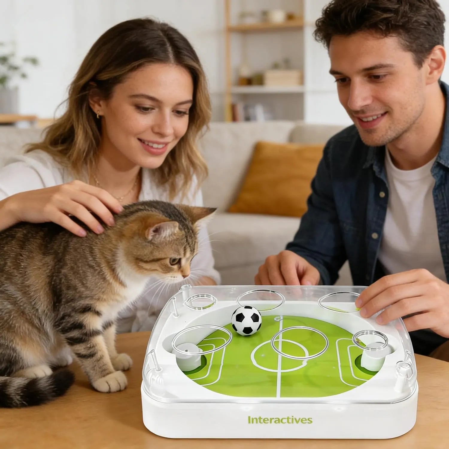 Interactive Cat Soccer Ball Game with Moving Goals