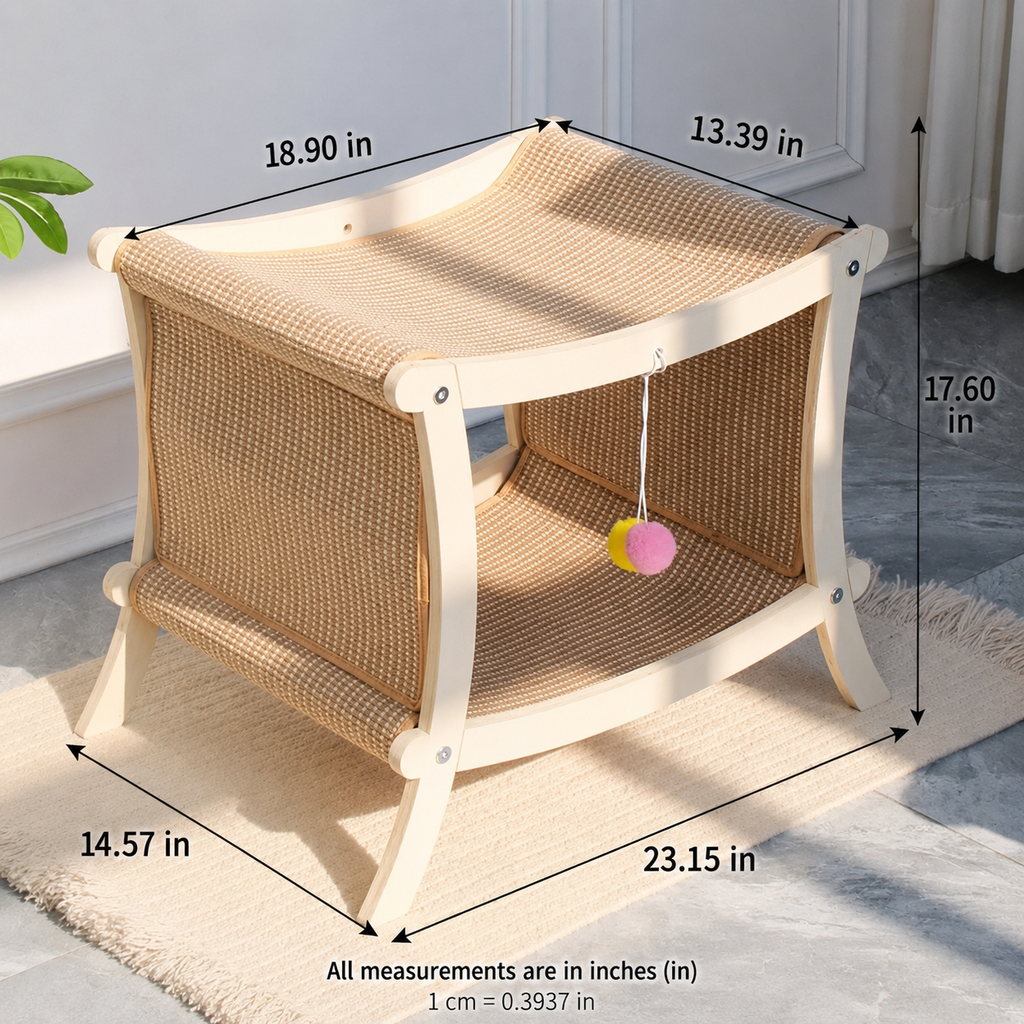 Double-Tier Cat Hammock & Scratcher with Hanging Toys – 2 Styles