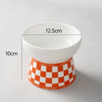 Geometric Pattern Raised Ceramic Cat Bowl – 9 Designs