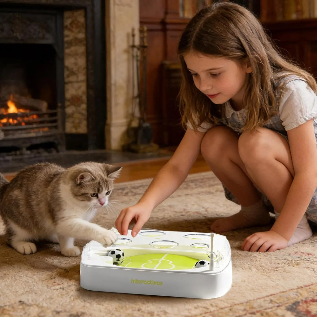 Interactive Cat Soccer Ball Game with Moving Goals