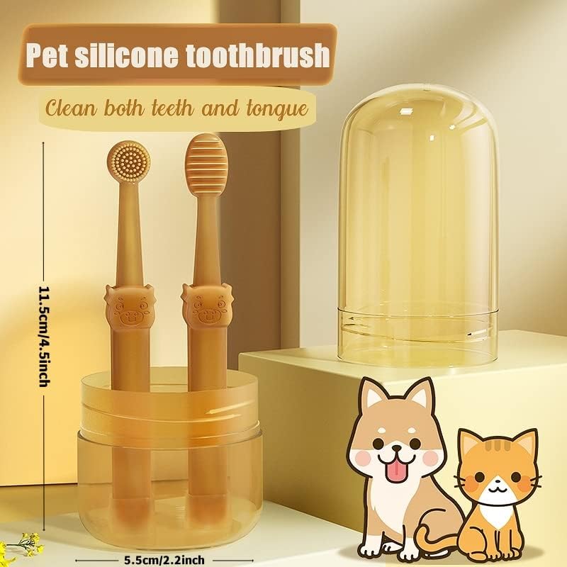 Silicone Pet Toothbrush Set with Storage Cup – 1 or 2 Sets