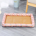 Rattan-Weave Pet Cooling Mat with Bolster – 5 Styles, 5 Sizes