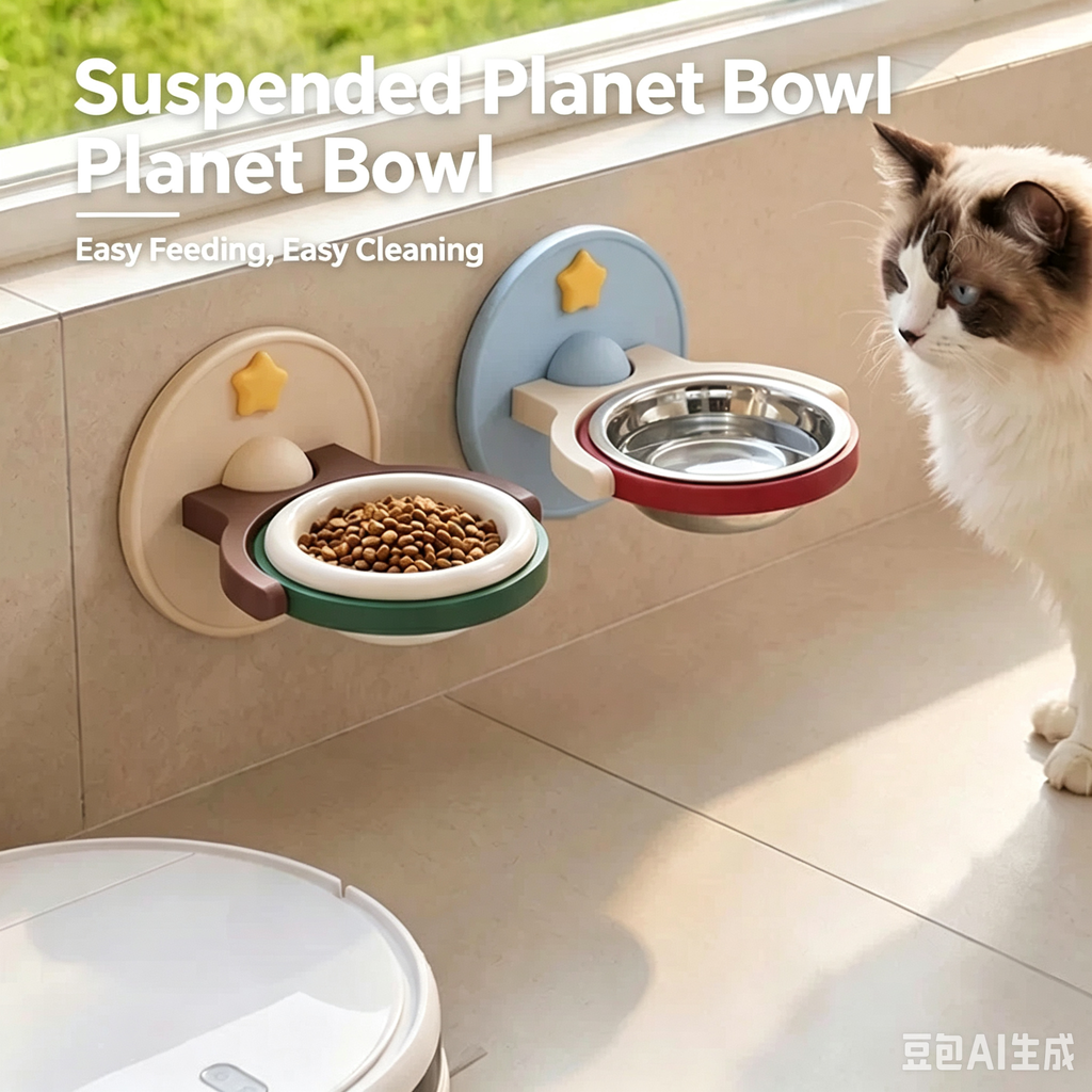 2-in-1 Wall-Mounted Elevated Cat Bowl