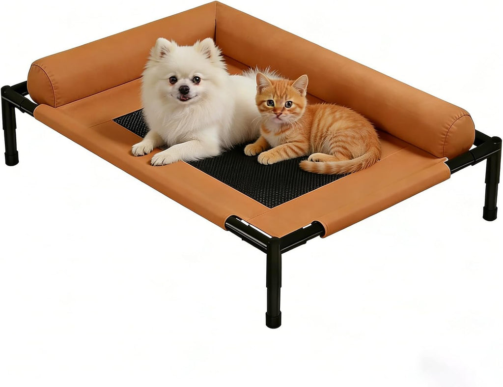 Elevated Pet Bed with Padded Safety Bolsters – 3 Styles