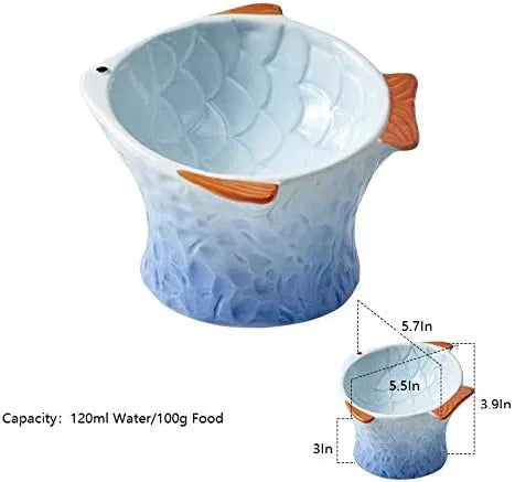 Colorful Raised Ceramic Cat Food Bowl – 4 Colors