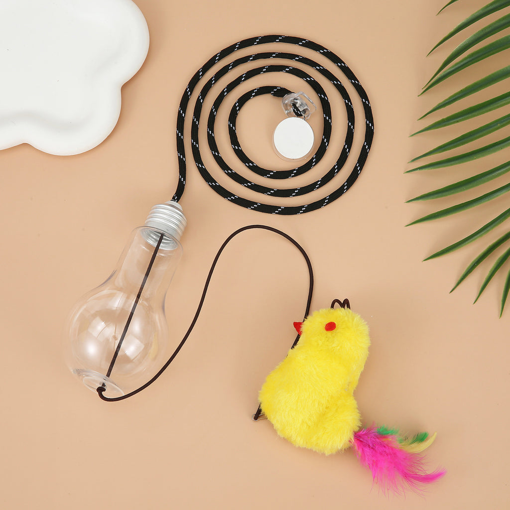 Hanging Plush Chicken Cat Toy with Elastic Cord
