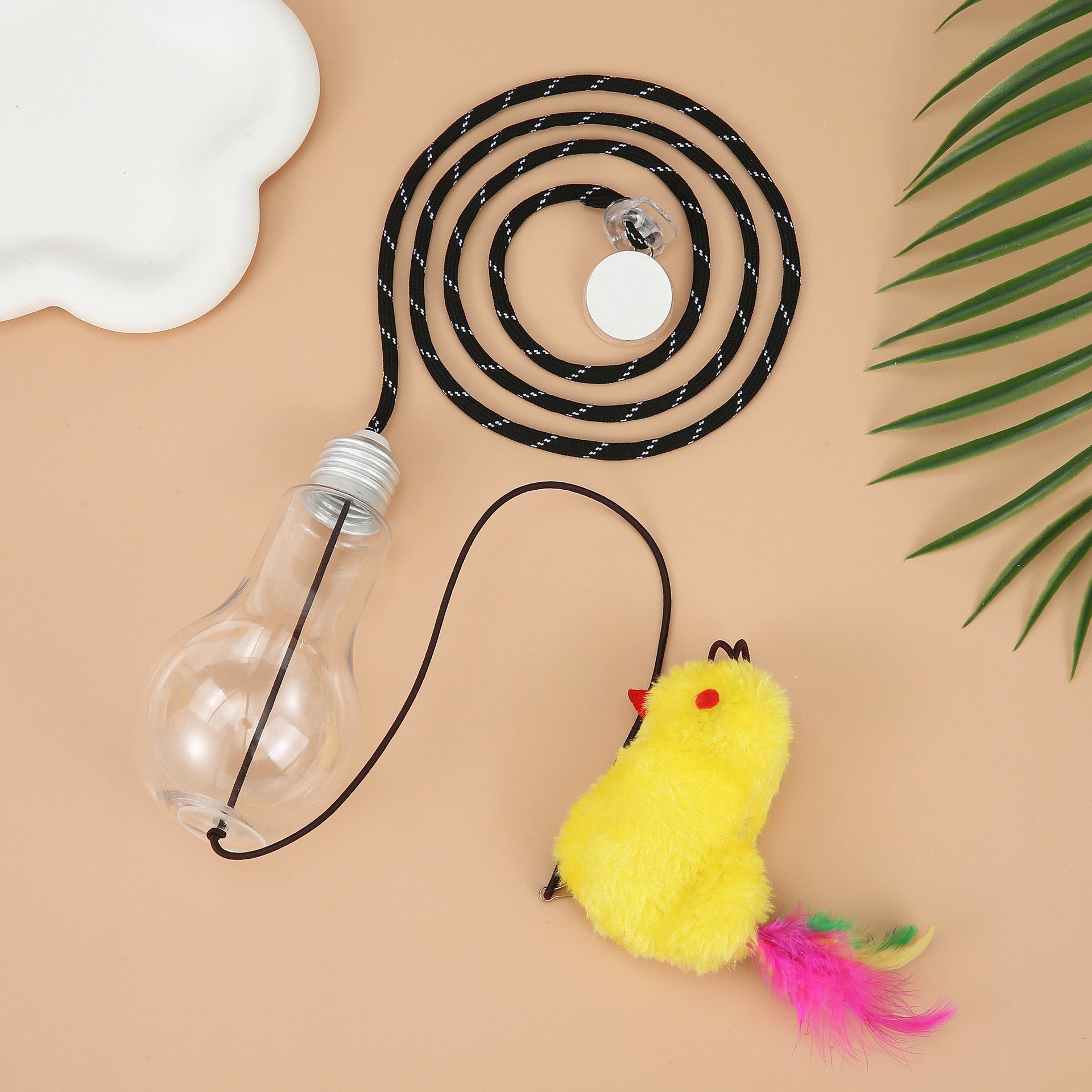 Hanging Plush Chicken Cat Toy with Elastic Cord