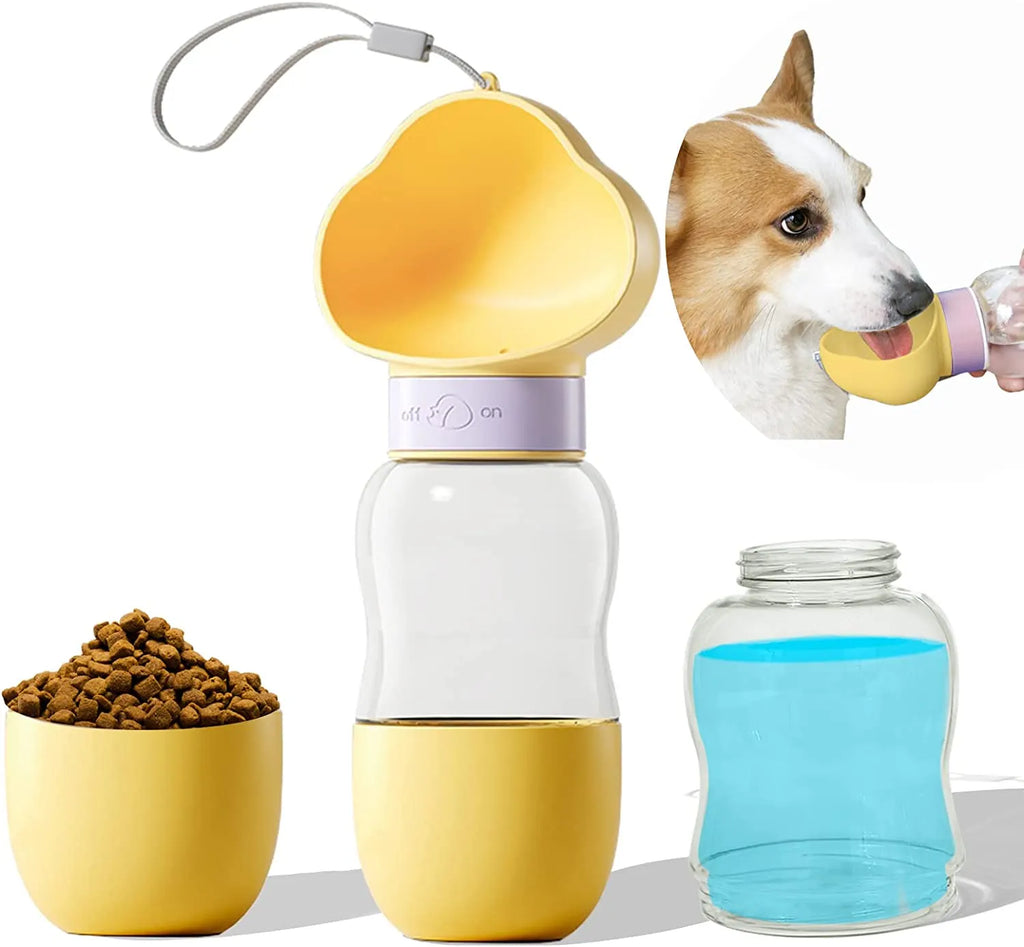 2-in-1 Travel Pet Water Bottle & Food Container – 12 + 7 oz
