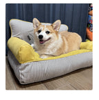 Striped Bolster Pet Sofa Bed – 2 Styles, 3 Sizes