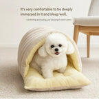Corduroy Cat Cave Bed with Removable Cover – 3 Sizes