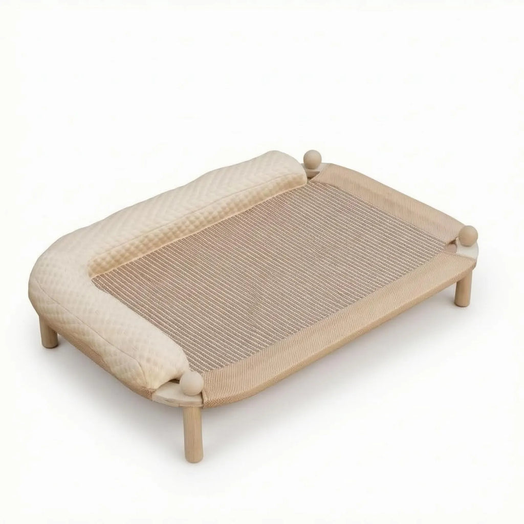 Rectangular Wooden Cat Bed with Cooling or Hemp Mat