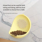 Wall-Mounted Cat Bowl with Textured Licking Panel