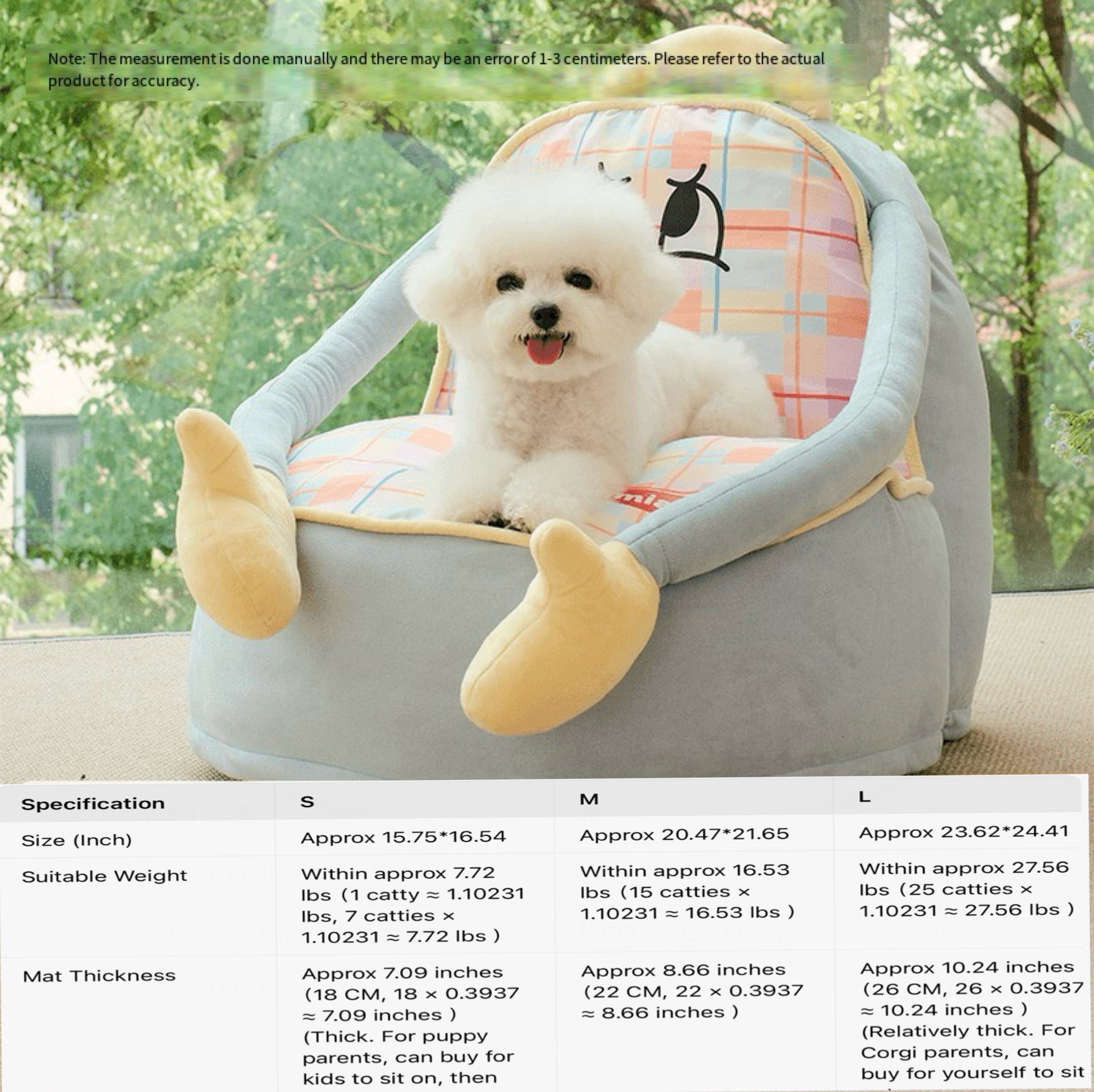 Cartoon Plush Pet Sofa Bed – 2 Colors, 3 Sizes