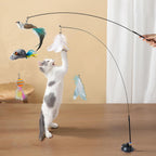 Suction Base Feather Wand Cat Toy – 5 Colors
