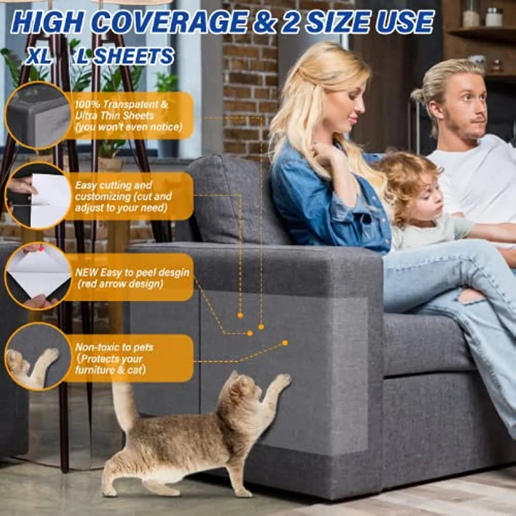Transparent Cat Scratch Deterrent Furniture Film – 10, 20, or 30 Pieces