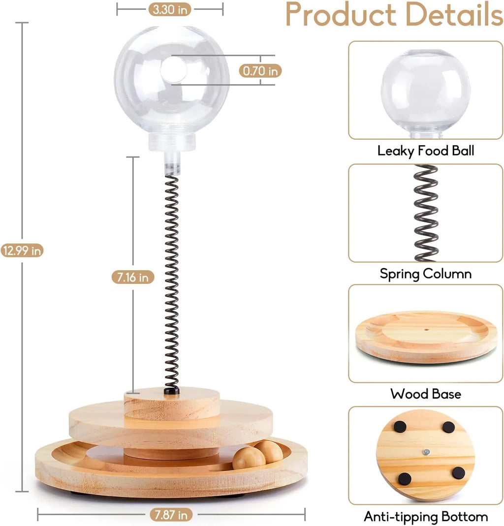 Spring-Mounted Interactive Cat Treat Dispenser Toy